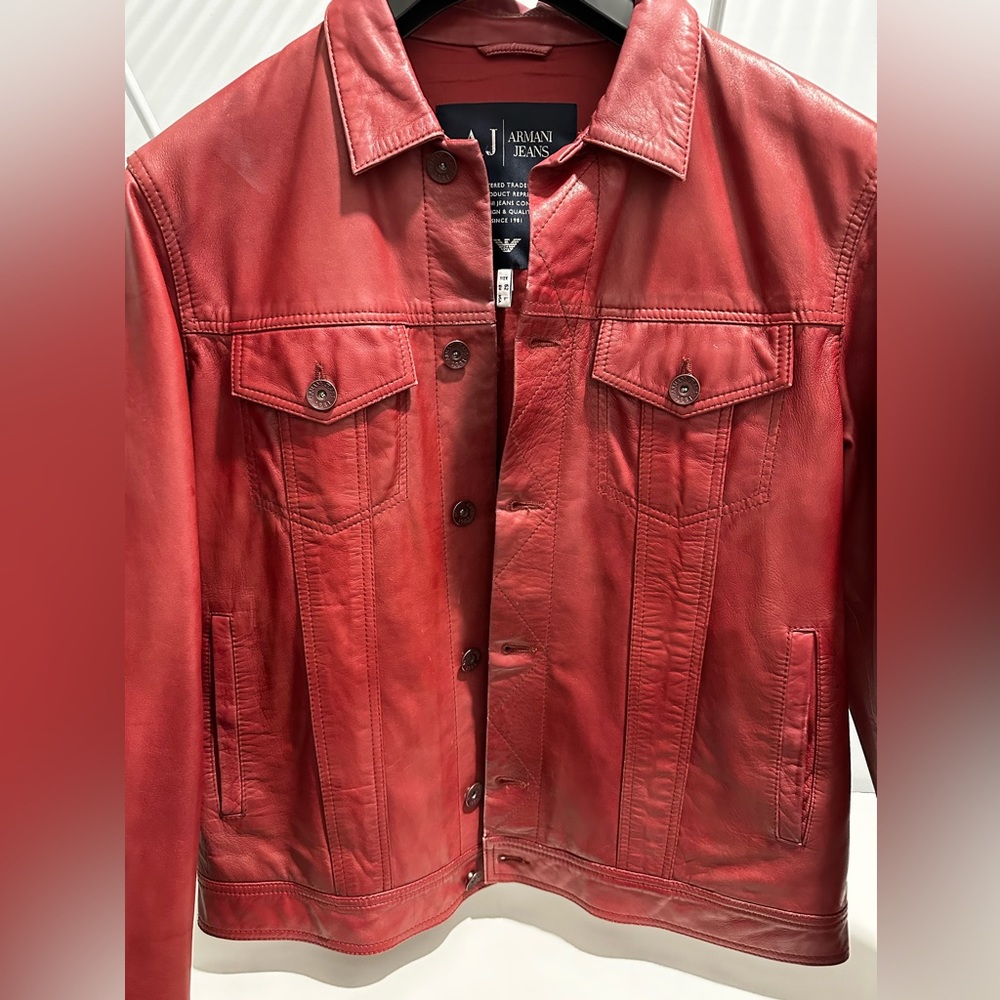 Red Armani Jeans vintage leather jacket